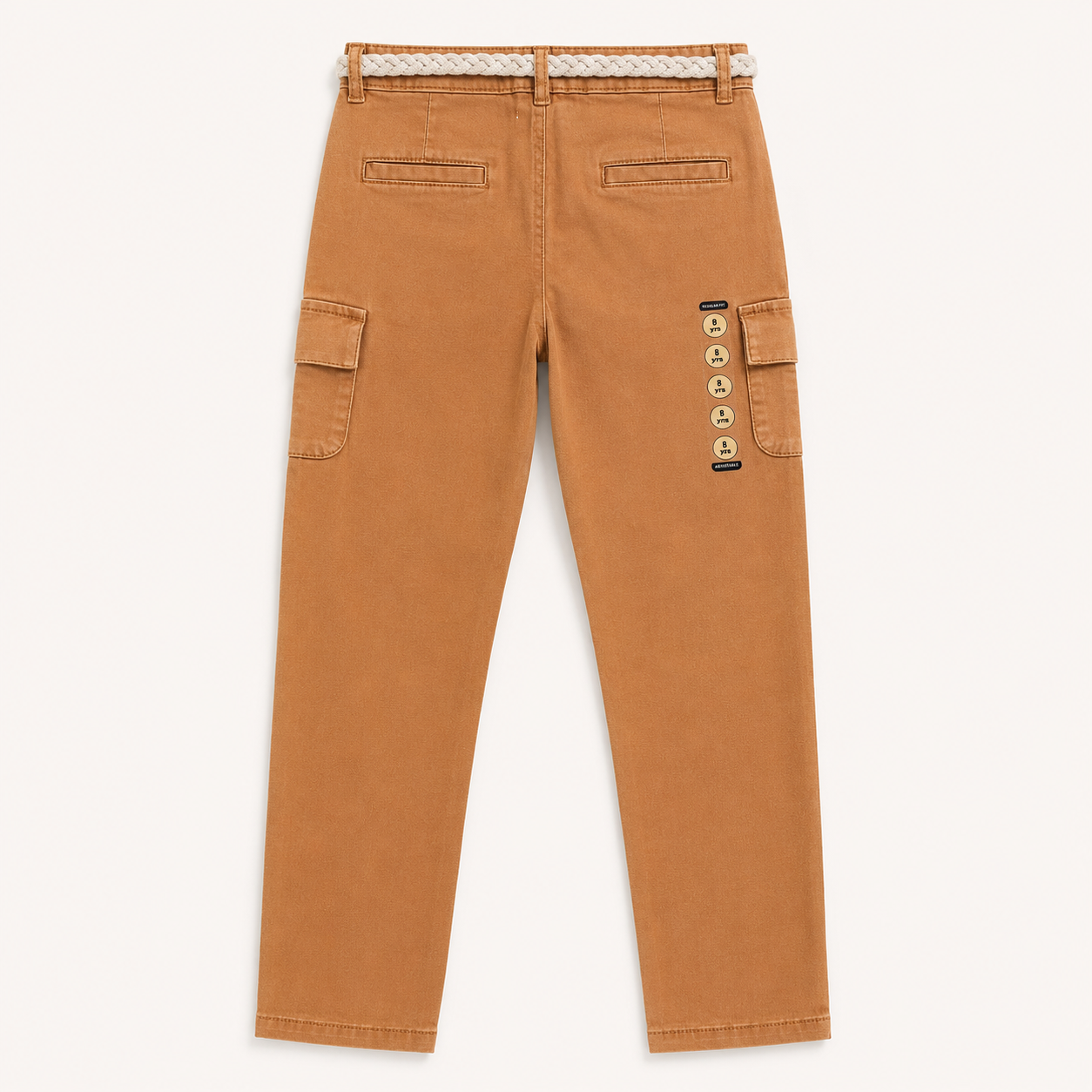 Pantalon cargo camel en toile stretch avec ceinture tressée – Orchestra