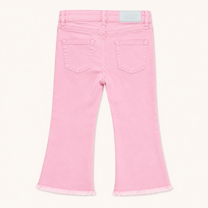 Jean évasé rose pastel à bas frangés – Canada House