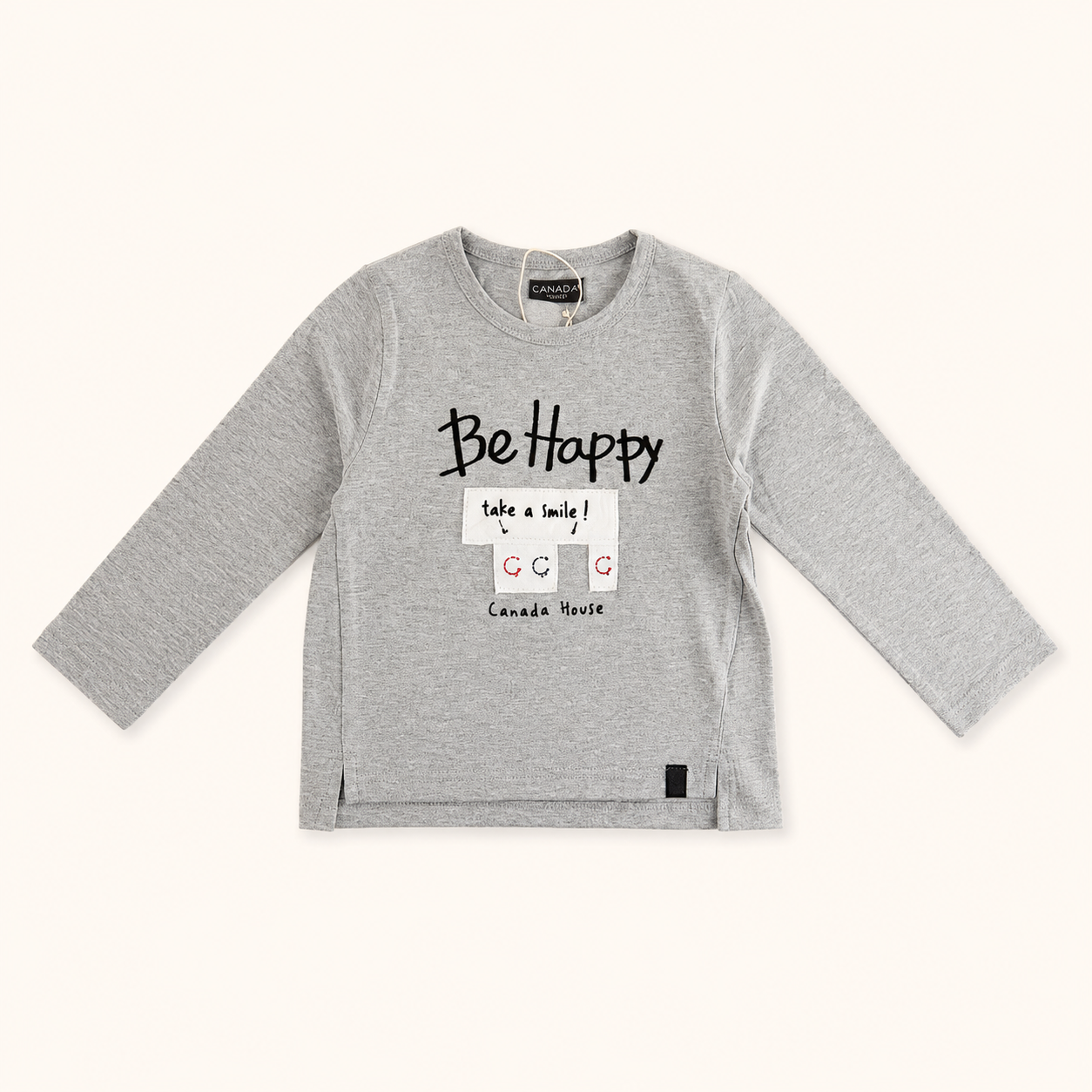 T-shirt col rond gris imprimé message positif – Collection Canada House