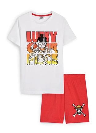 Pyjashort Garçon One Piece - Ensemble T-shirt Luffy & Short Rouge