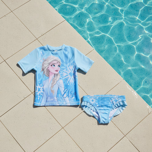 Ensemble de Bain 2 Pièces Reine des Neiges pour Fille – Top Anti-UV et Culotte Elsa