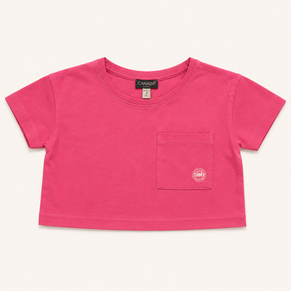 Crop top rose fuchsia imprimé dos « SCHOOL'S OUT FOR SUMMER »