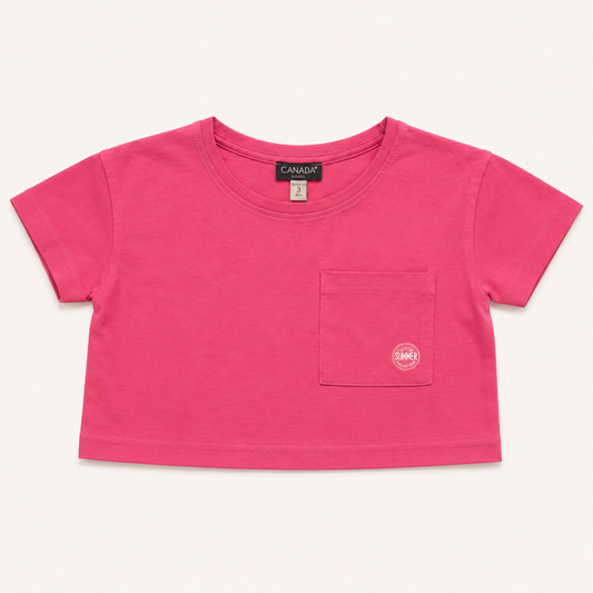 Crop top rose fuchsia imprimé dos « SCHOOL'S OUT FOR SUMMER »