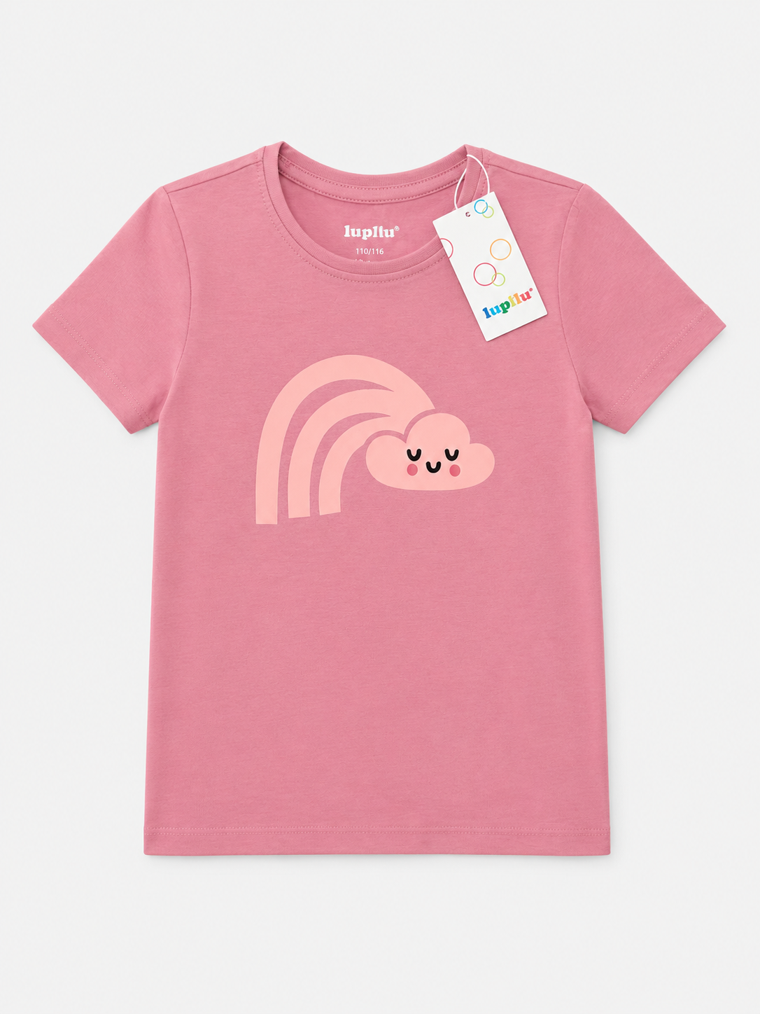 T-shirt rose imprimé nuage