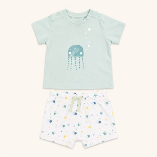 Ensemble T-shirt et Short Méduse en Coton Bébé Garçon - Losan