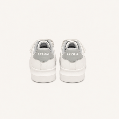 Baskets blanches à scratch enfants "Ten" Legea – Blanc & Gris