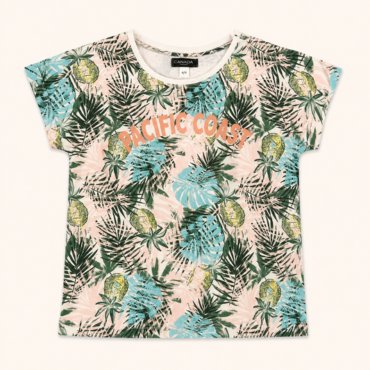 T-shirt tropical enfant imprimé palmiers et ananas