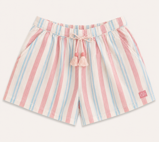 Short rayé rose et bleu à pompons - Fille - Canada House