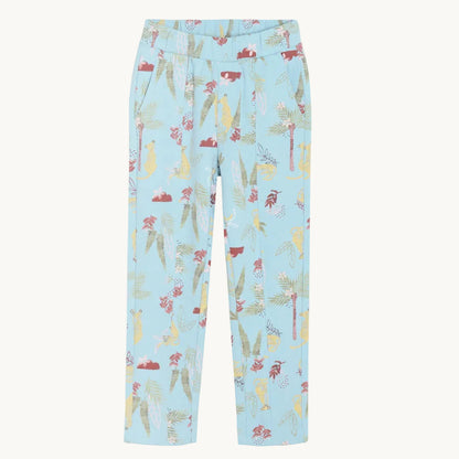 Pantalon fluide bleu ciel à imprimé safari tropical fille