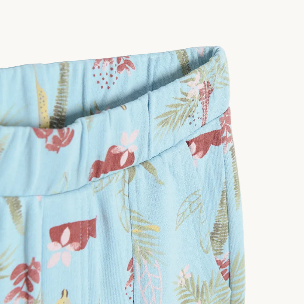 Pantalon fluide bleu ciel à imprimé safari tropical fille