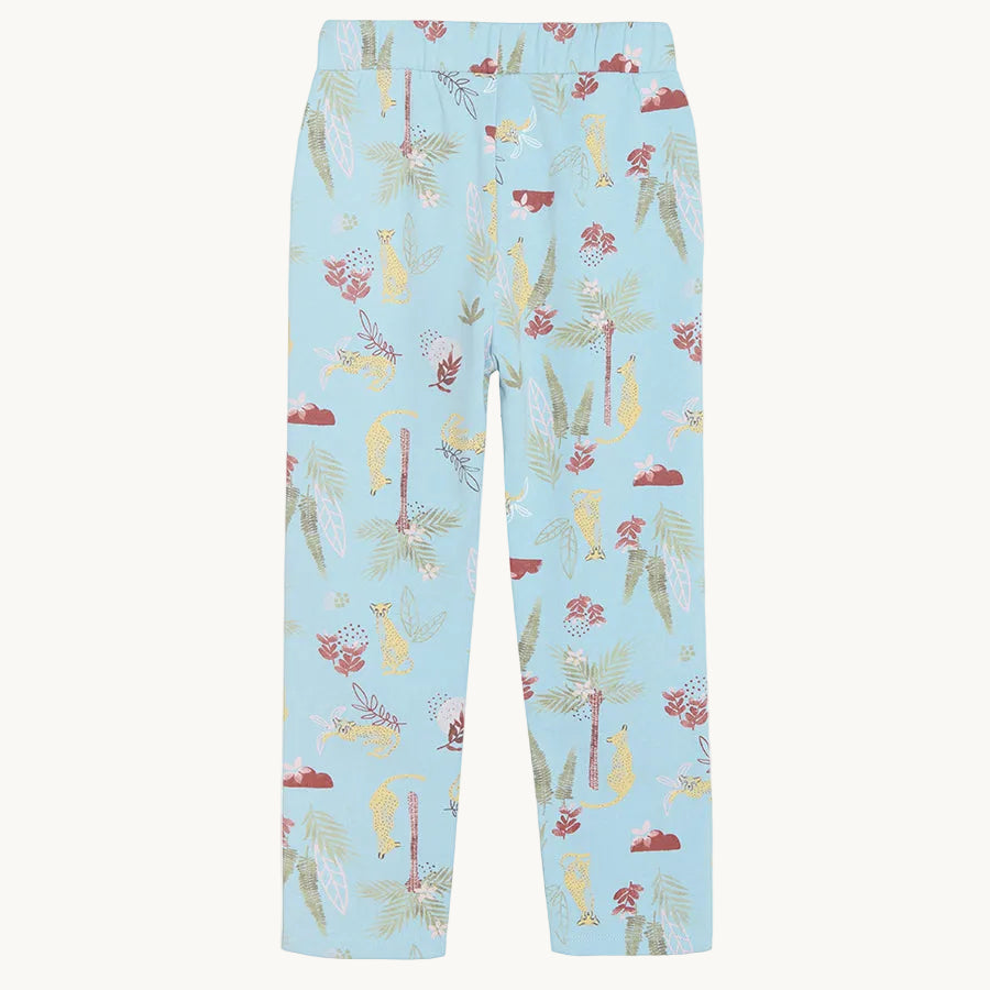 Pantalon fluide bleu ciel à imprimé safari tropical fille