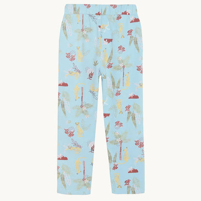 Pantalon fluide bleu ciel à imprimé safari tropical fille