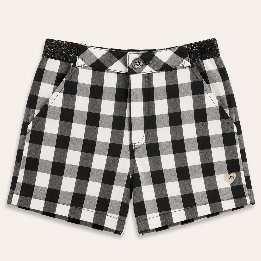 Short à carreaux vichy noir et blanc - Fille - Canada House