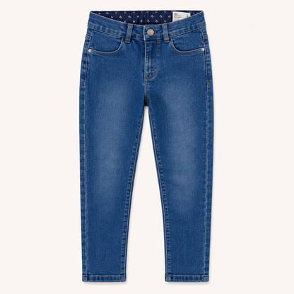 Jean slim stretch bleu moyen à doublure fleurie – Orchestra