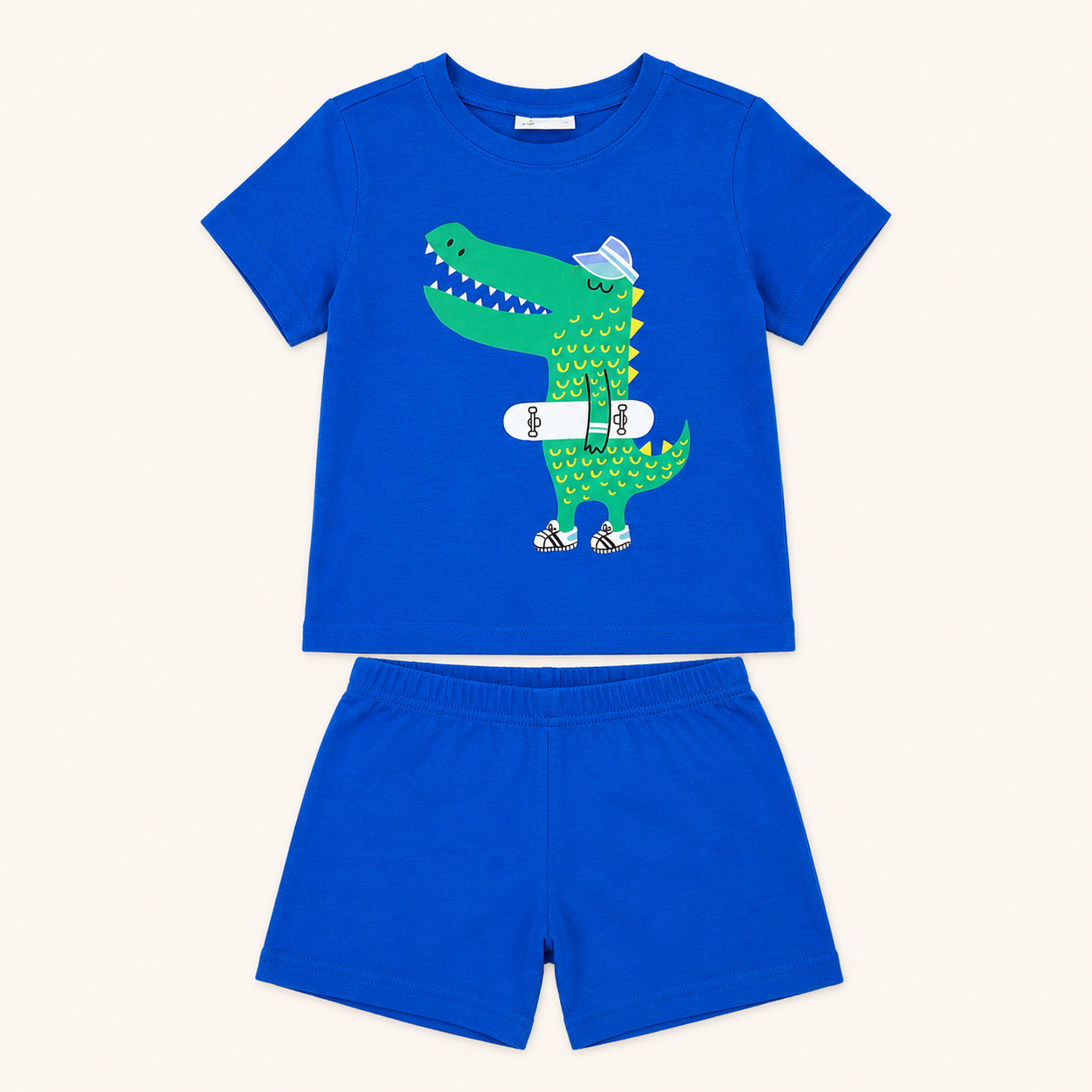 Lot de 2 ensembles d'été bébé garçon T-shirt et Short imprimé Crocodiles Skateurs - C&amp;