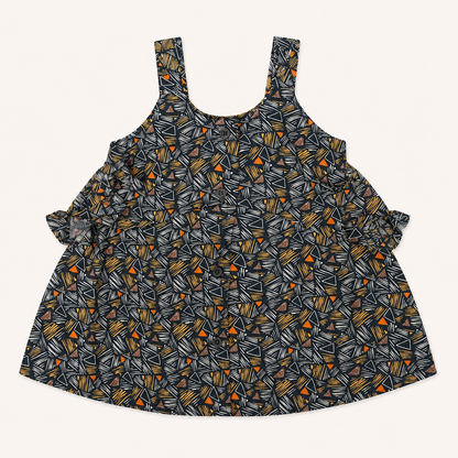 Blouse évasée à bretelles et imprimé géométrique abstrait