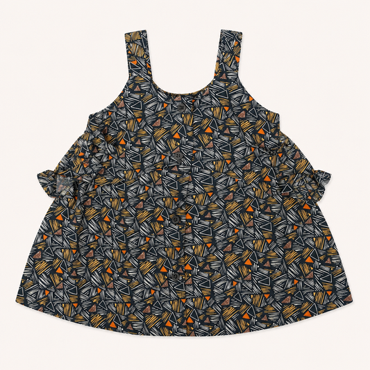 Blouse évasée à bretelles et imprimé géométrique abstrait