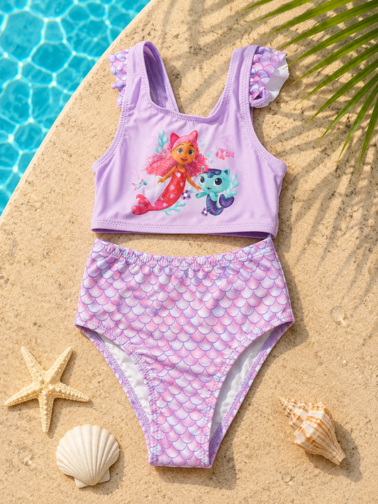 Maillot de bain 2 pièces fille La Maison de Gabby – Violet et Écailles Sirène