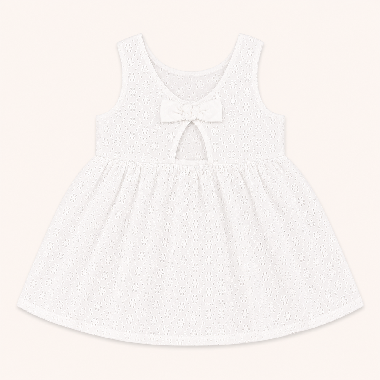 Robe blanche en broderie anglaise avec nœud au dos - Fille