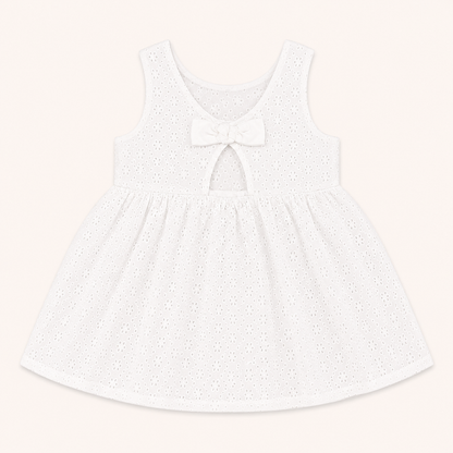 Robe blanche en broderie anglaise avec nœud au dos - Fille