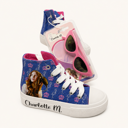 Pack baskets montantes bleues et lunettes de soleil roses - Charlotte M.