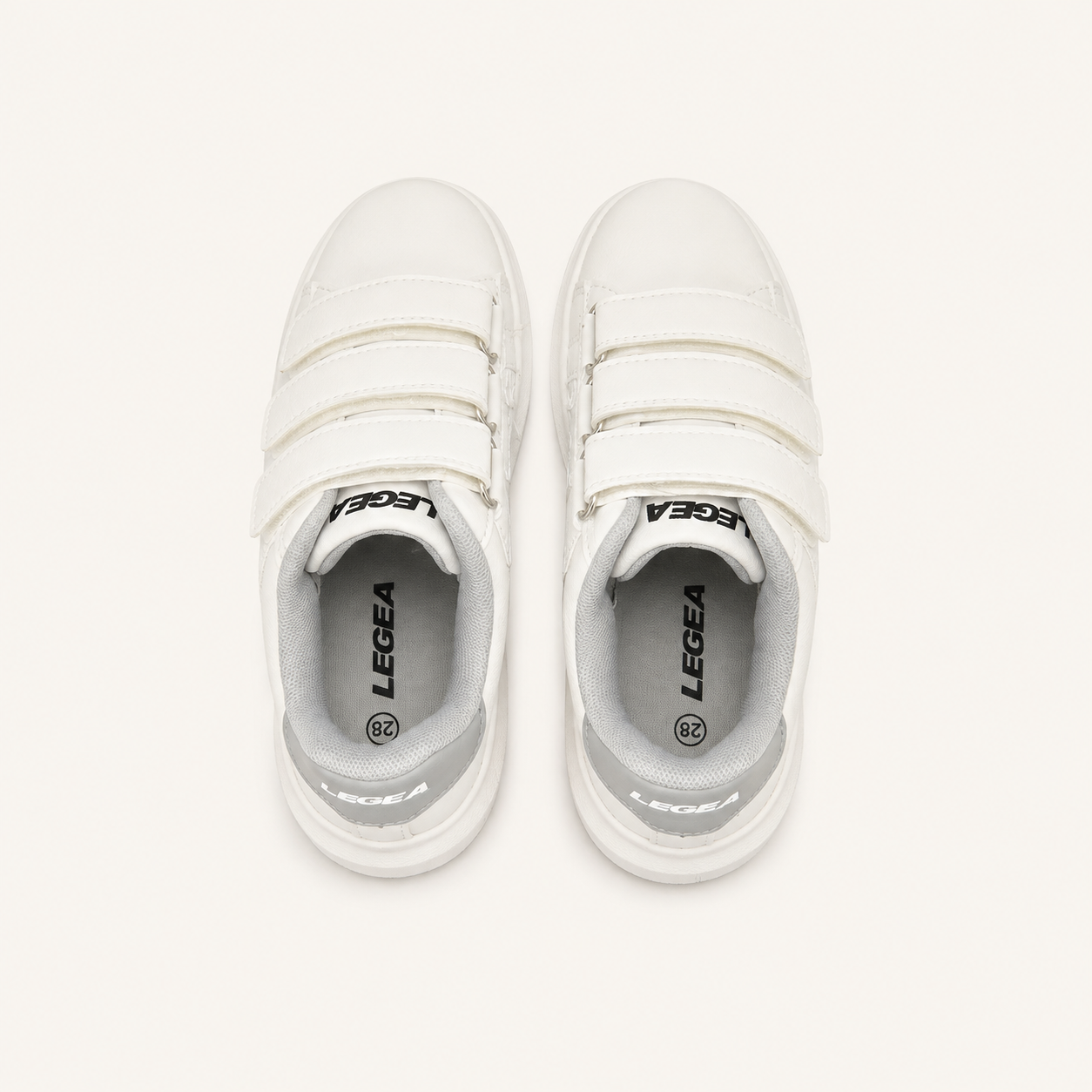 Baskets blanches à scratch enfants "Ten" Legea – Blanc & Gris