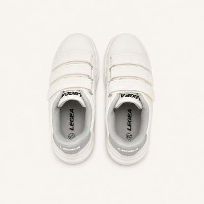 Baskets blanches à scratch enfants "Ten" Legea – Blanc & Gris