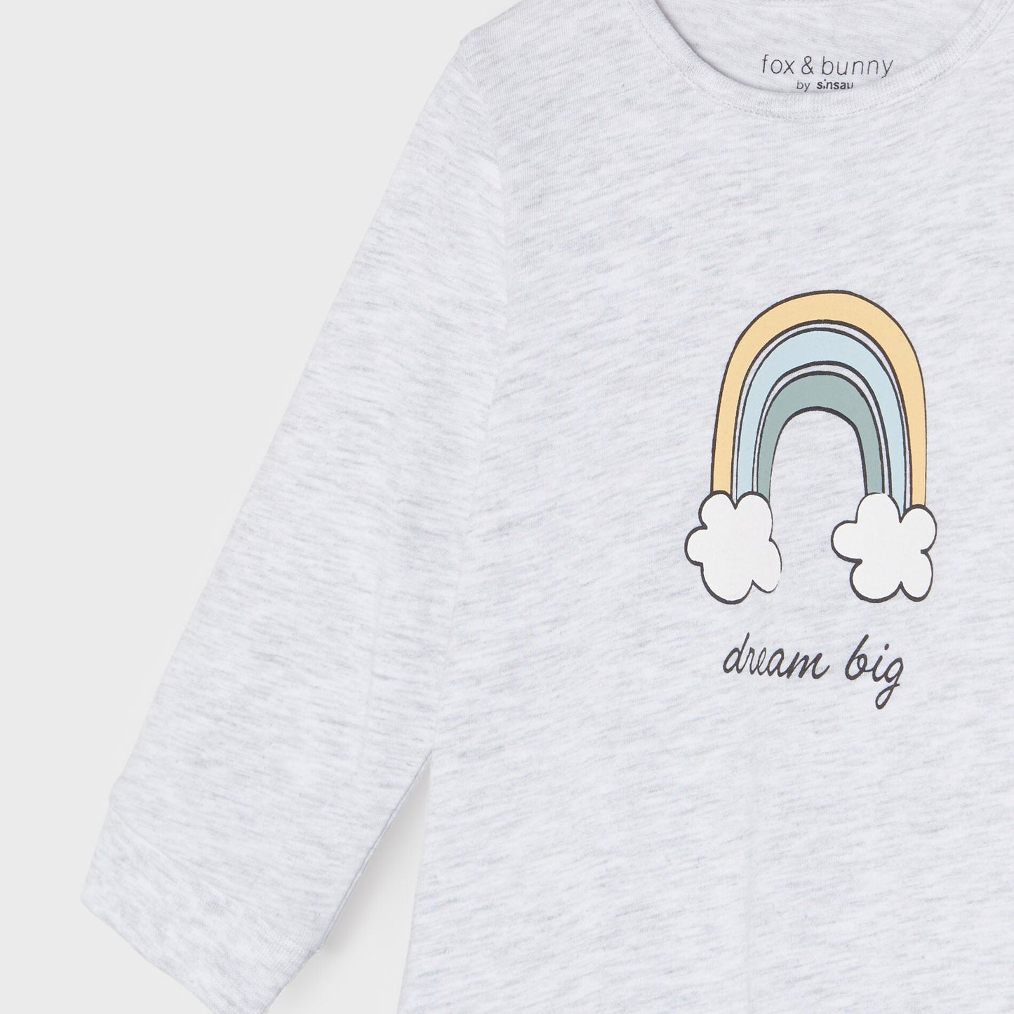 Lot de 2 grenouillères bébé en coton – Gris et Motif Arc-en-ciel