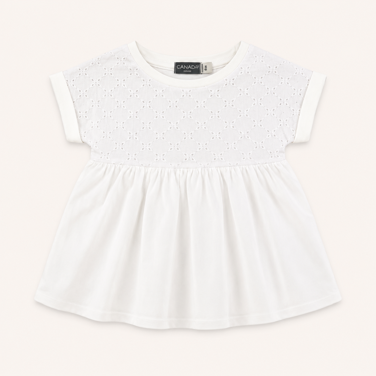 Robe blanche bimatière en broderie anglaise – Canada House