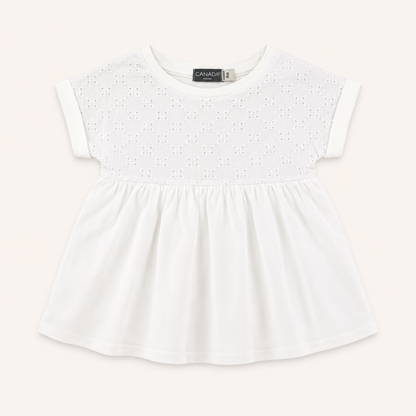 Robe blanche bimatière en broderie anglaise – Canada House