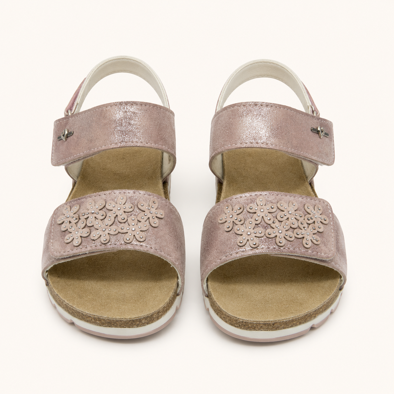 Sandales Fille Rose Pailleté à Motifs Fleurs