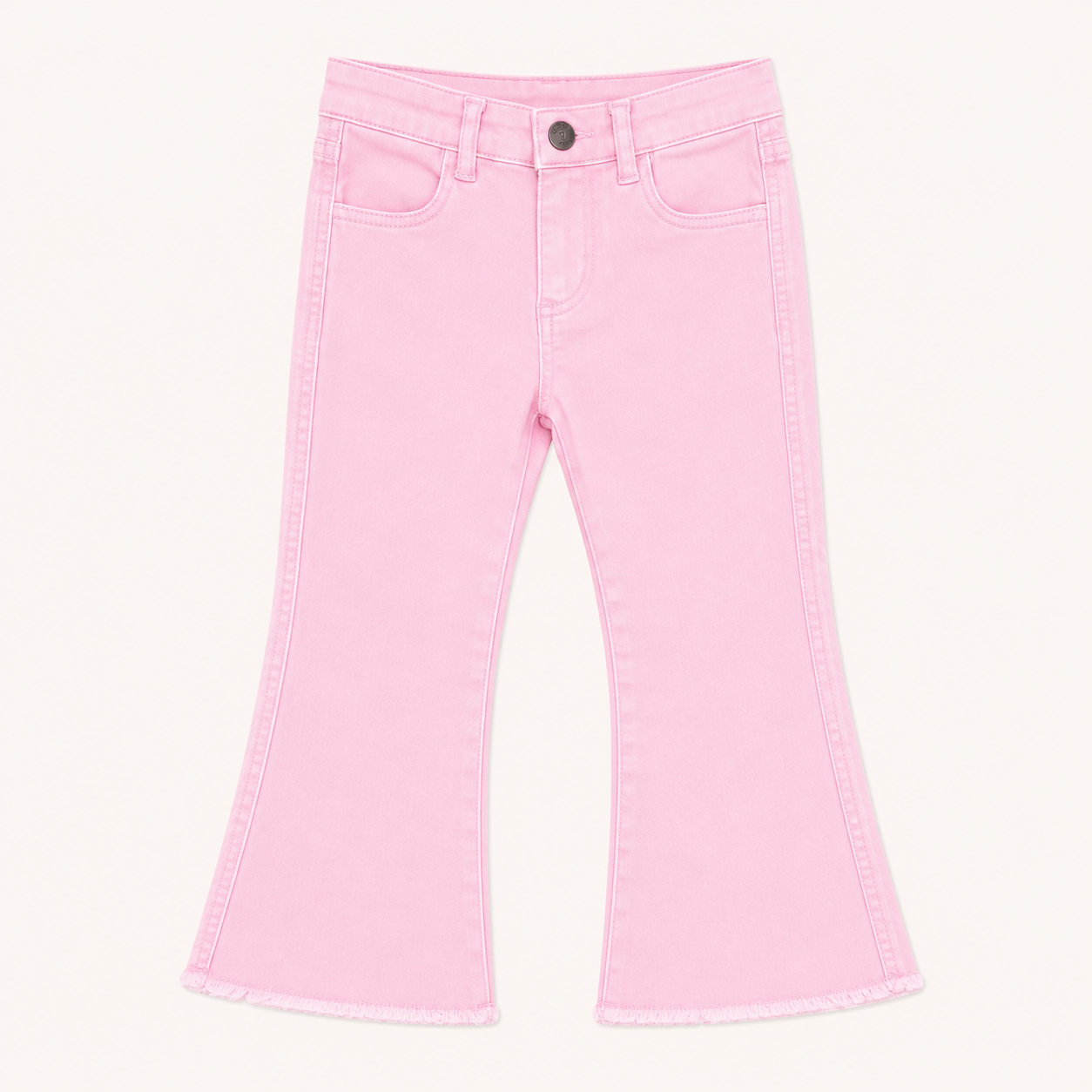 Jean évasé rose pastel à bas frangés – Canada House