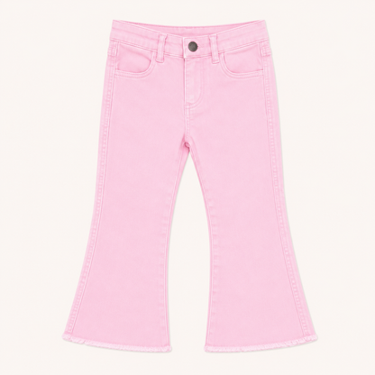 Jean évasé rose pastel à bas frangés – Canada House