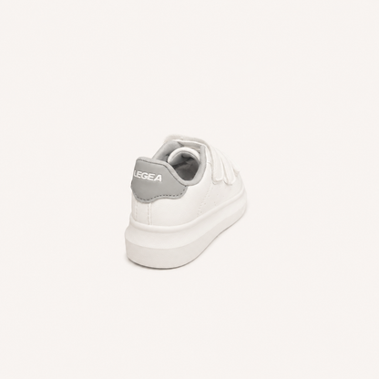Baskets blanches à scratch enfants "Ten" Legea – Blanc & Gris