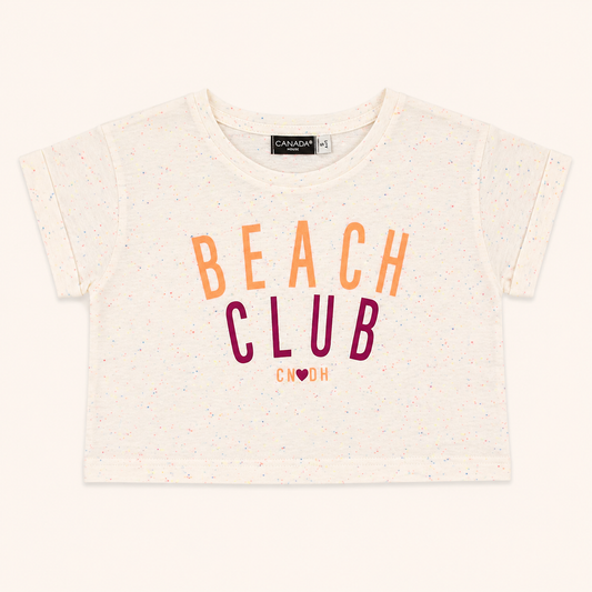 T-shirt court écru confettis multicolores à message