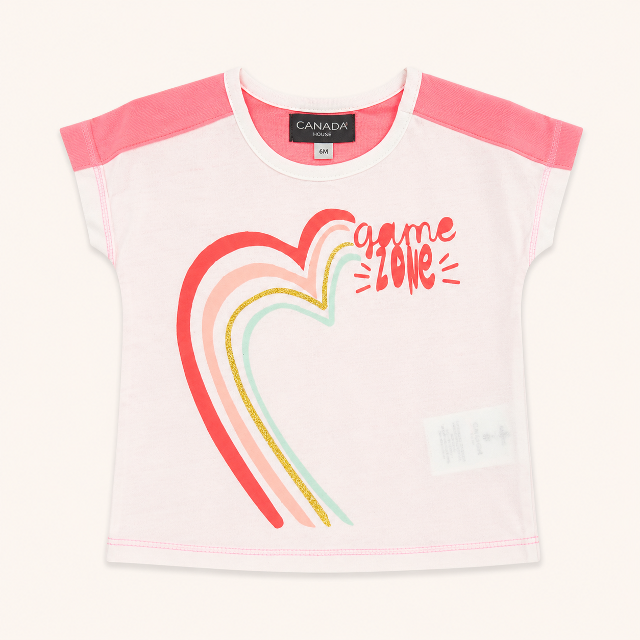 Ensemble t-shirt cœur arc-en-ciel et corsaire rose - Fille - Canada House