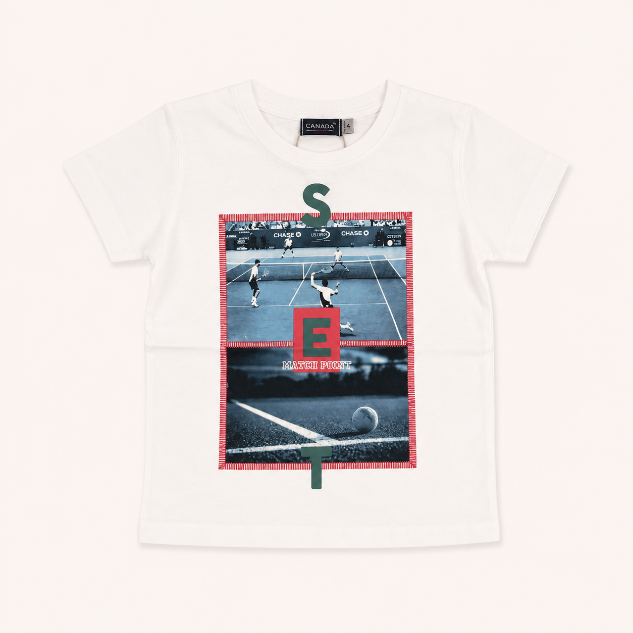 T-shirt blanc enfant motif tennis « Match Point »
