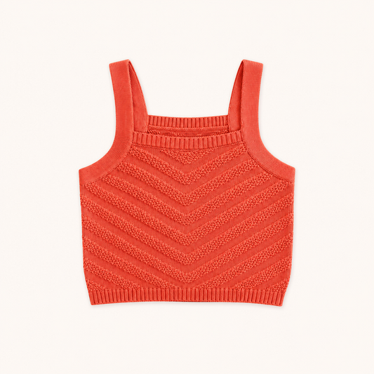 Crop top débardeur en maille tricot corail