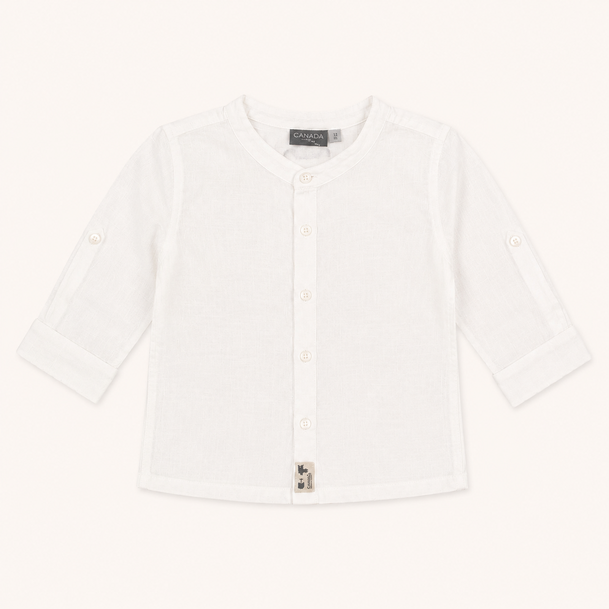 Chemise manches longues blanche col mao – Collection Canada