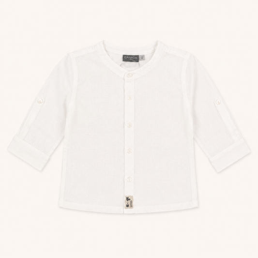 Chemise manches longues blanche col mao – Collection Canada