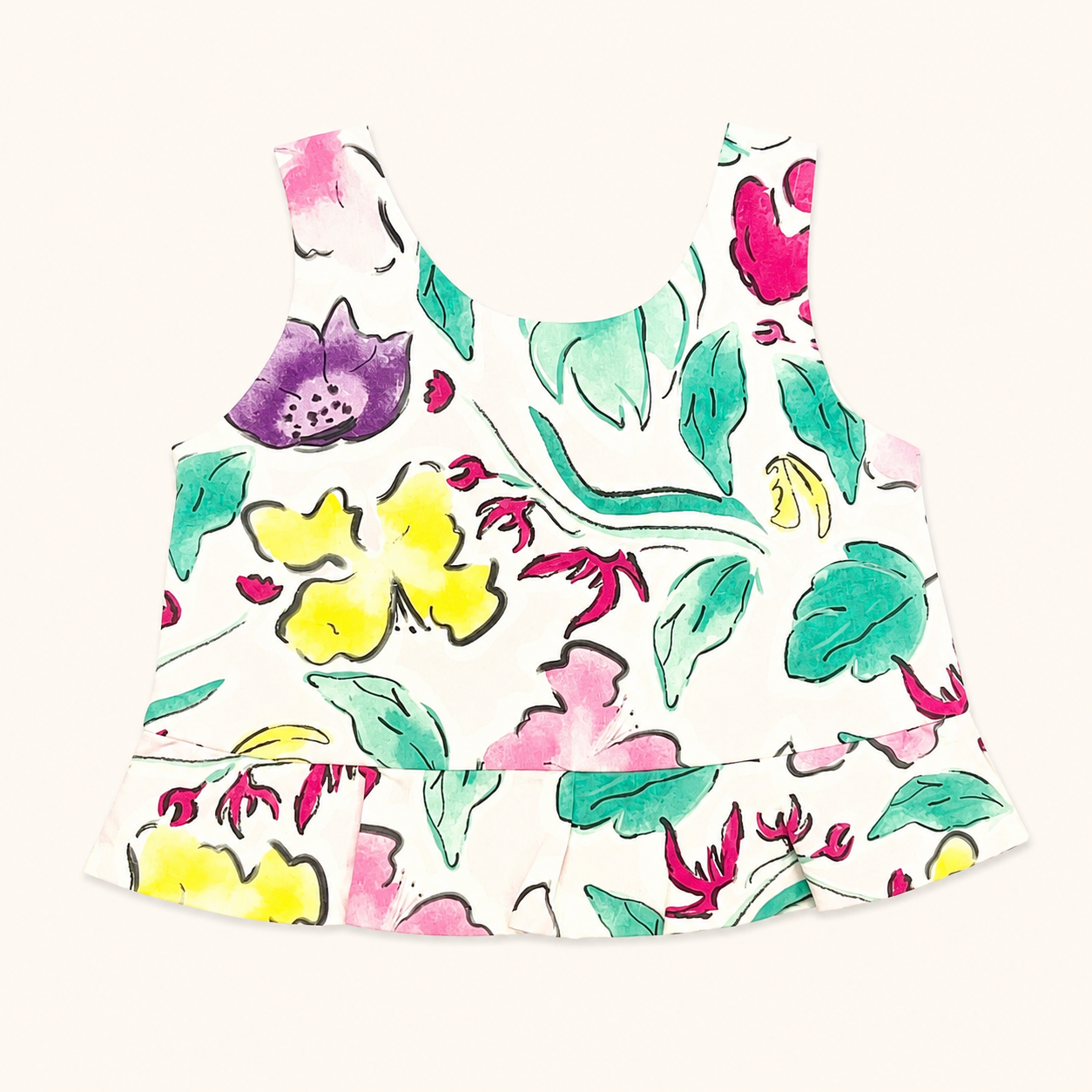 Ensemble top fleuri à volants et short fuchsia - Fille - Canada House