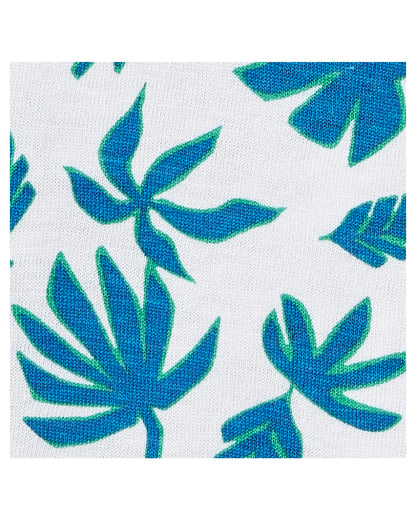 T-shirt bébé blanc à imprimé feuilles tropicales bleues