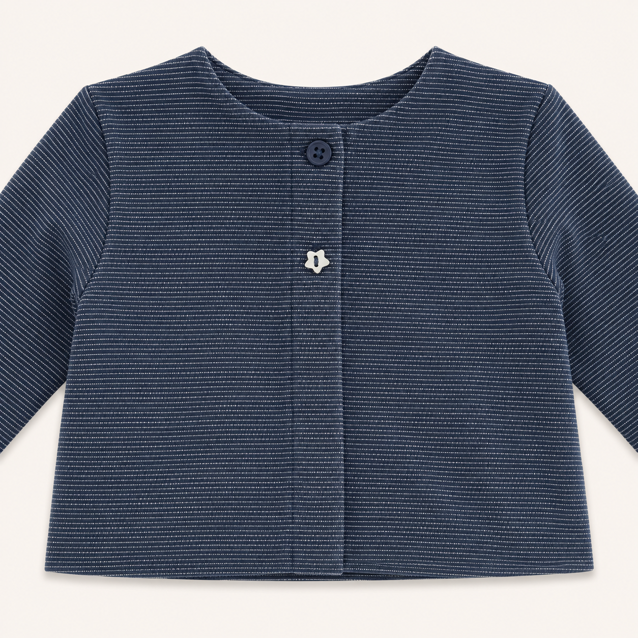 Gilet bébé bleu marine pailleté à boutons fantaisie
