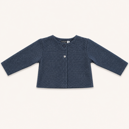 Gilet bébé bleu marine pailleté à boutons fantaisie