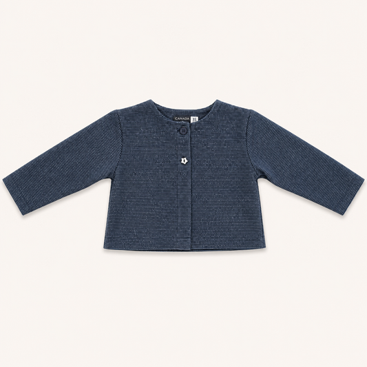 Gilet bébé bleu marine pailleté à boutons fantaisie
