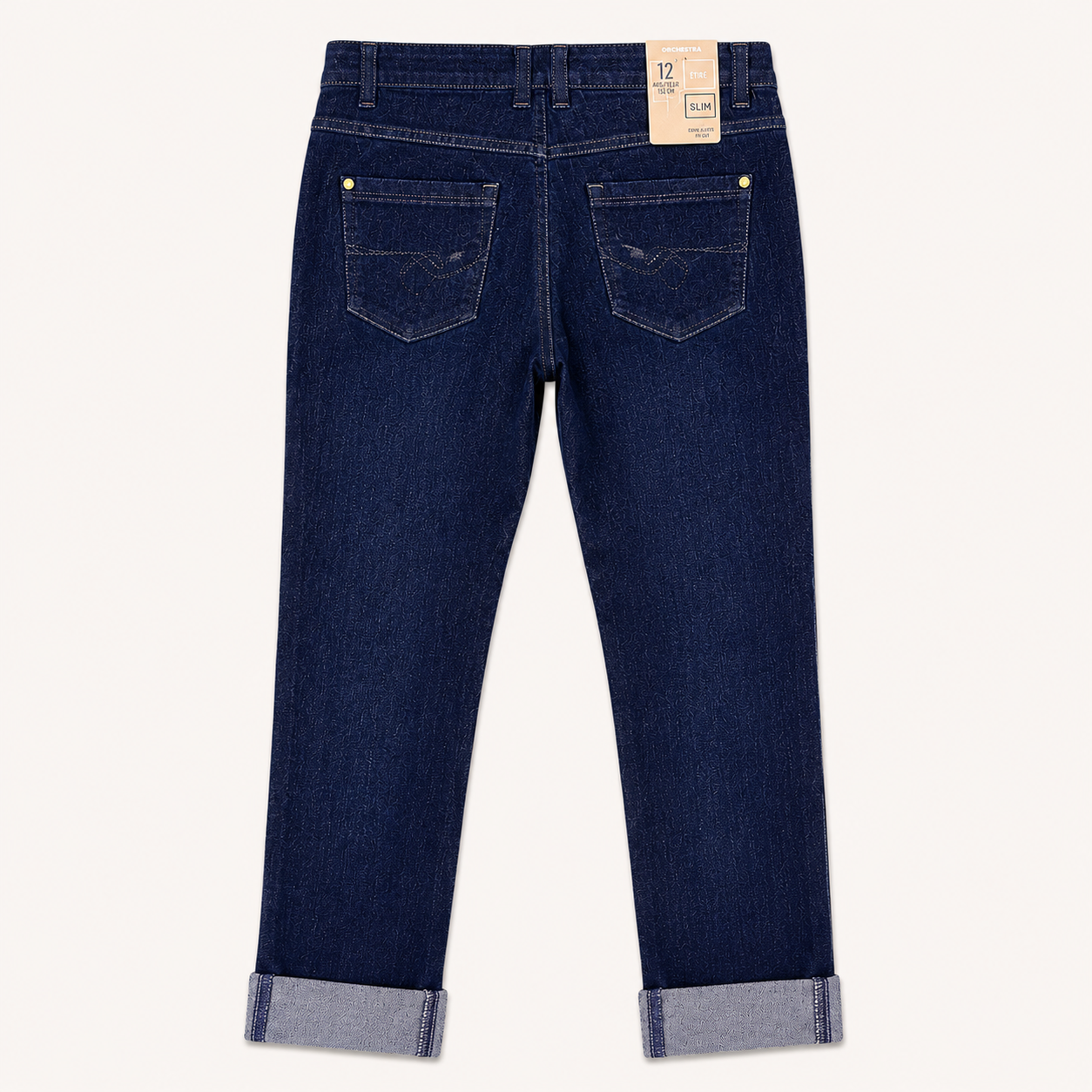 Jean Brut Slim à Broderies Fleurs - Fille