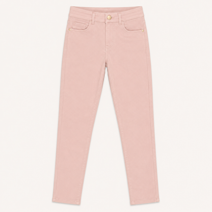 Pantalon Slim Rose Poudré en Coton Stretch - Fille