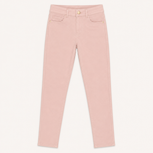 Pantalon Slim Rose Poudré en Coton Stretch - Fille