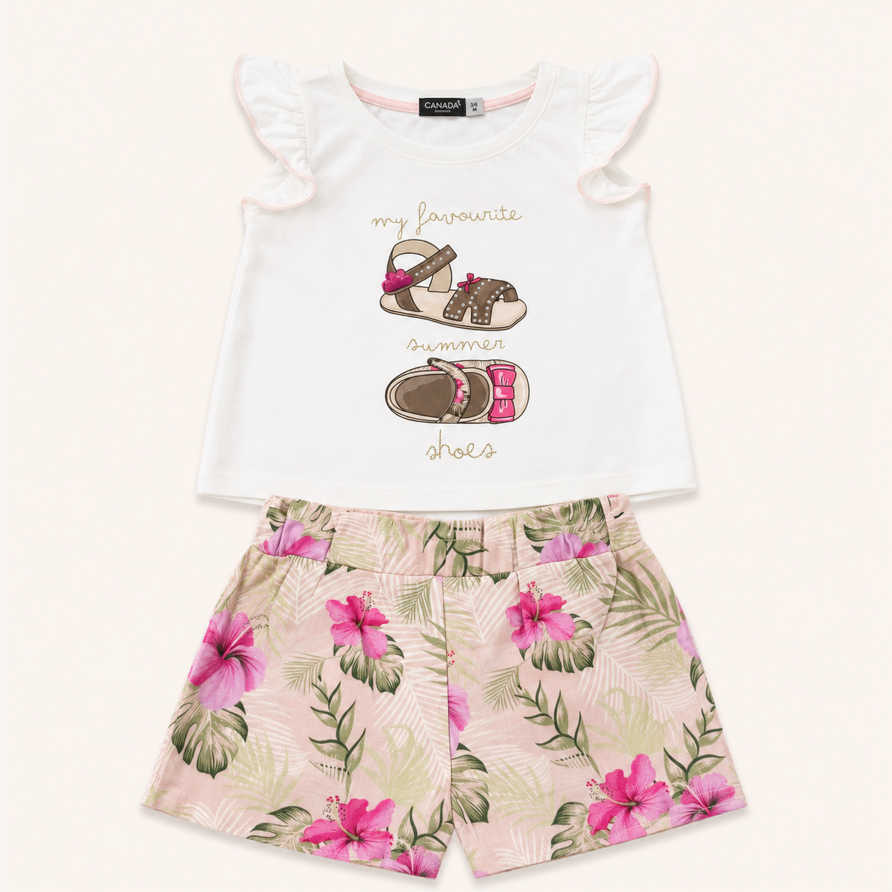 Ensemble t-shirt à volants et short fleuri tropical - Fille - Canada House