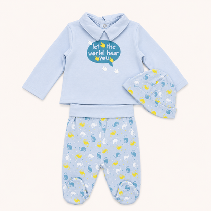 Ensemble 3 pièces Boboli bleu - Thème Dinosaures